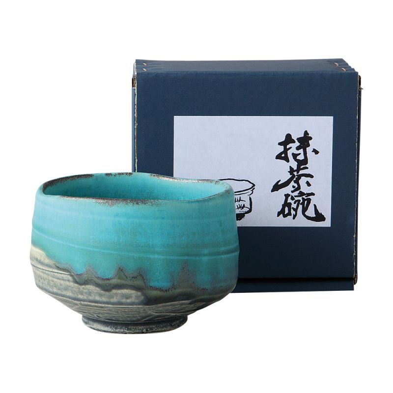 Bol en céramique pour cérémonie du thé turquoise- TAKOIZU 1