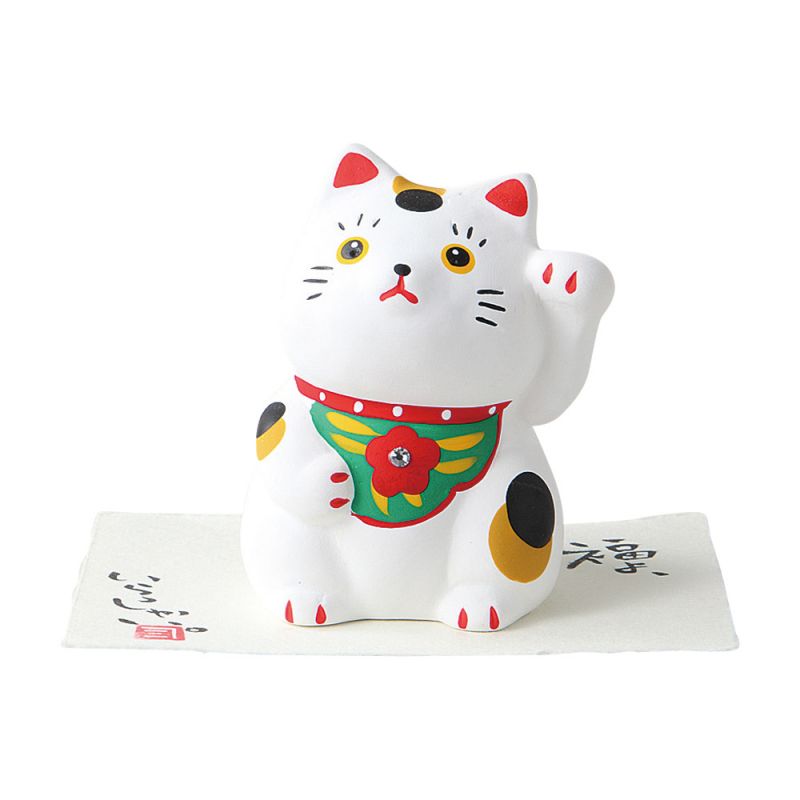 Gatto manekineko fortunato in ceramica giapponese - SHIROI NEKO
