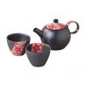 Servizio da tè, teiera rotonda in ceramica con filtro estraibile e 2 tazze - FURORARU