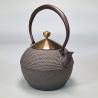 Japanese cast iron kettle, black, copper lid, 1.5 lt, HOUJOU HARARE
