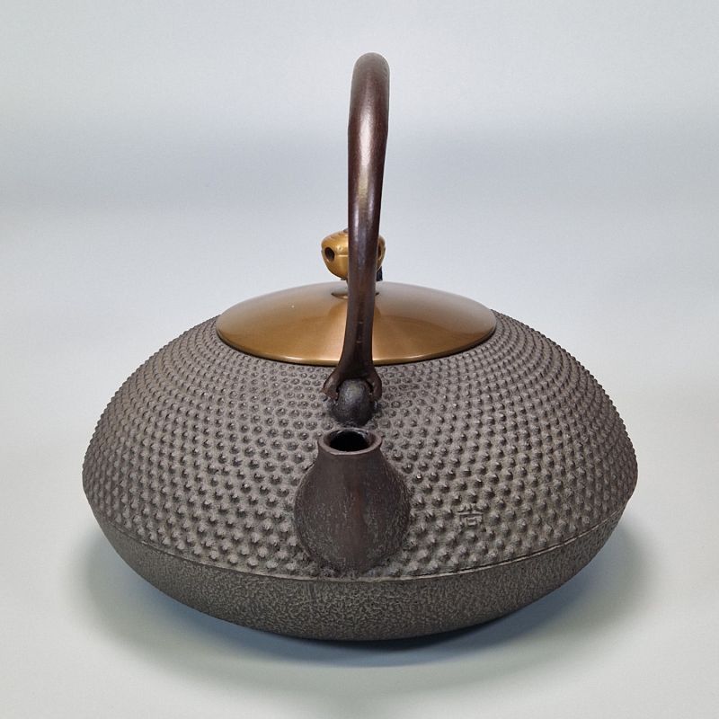 Bouilloire en fonte japonaise couvercle cuivre SABI, 1.6 lt, ARARE
