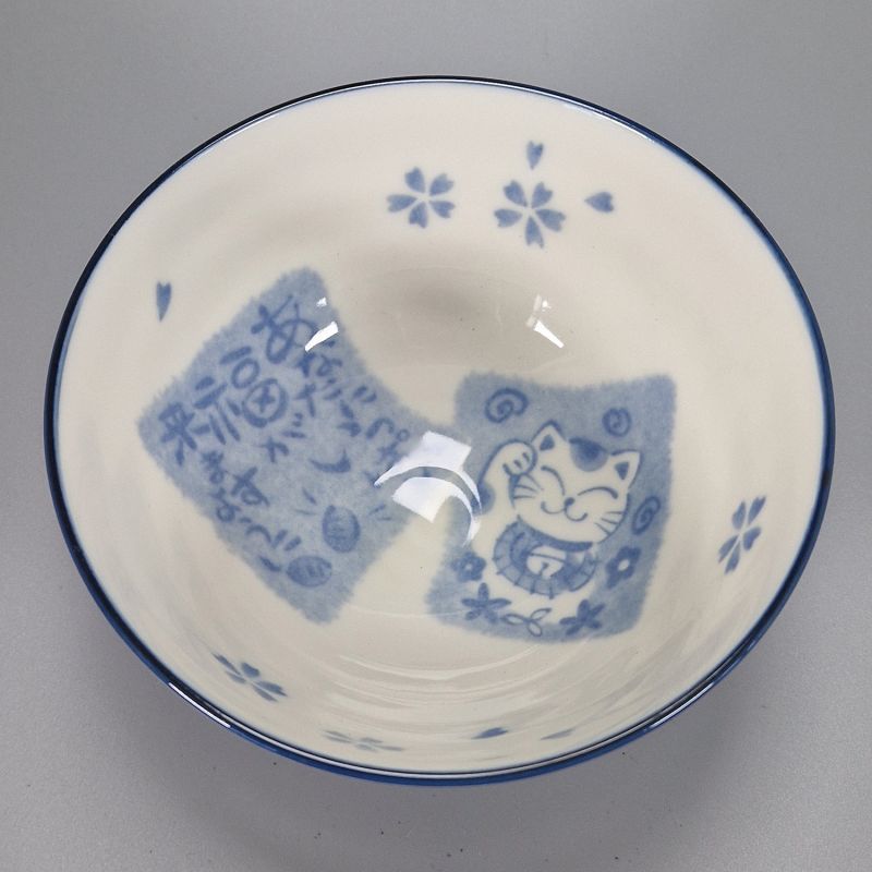Cuenco de arroz de cerámica japonés, MANEKINEKO, gato