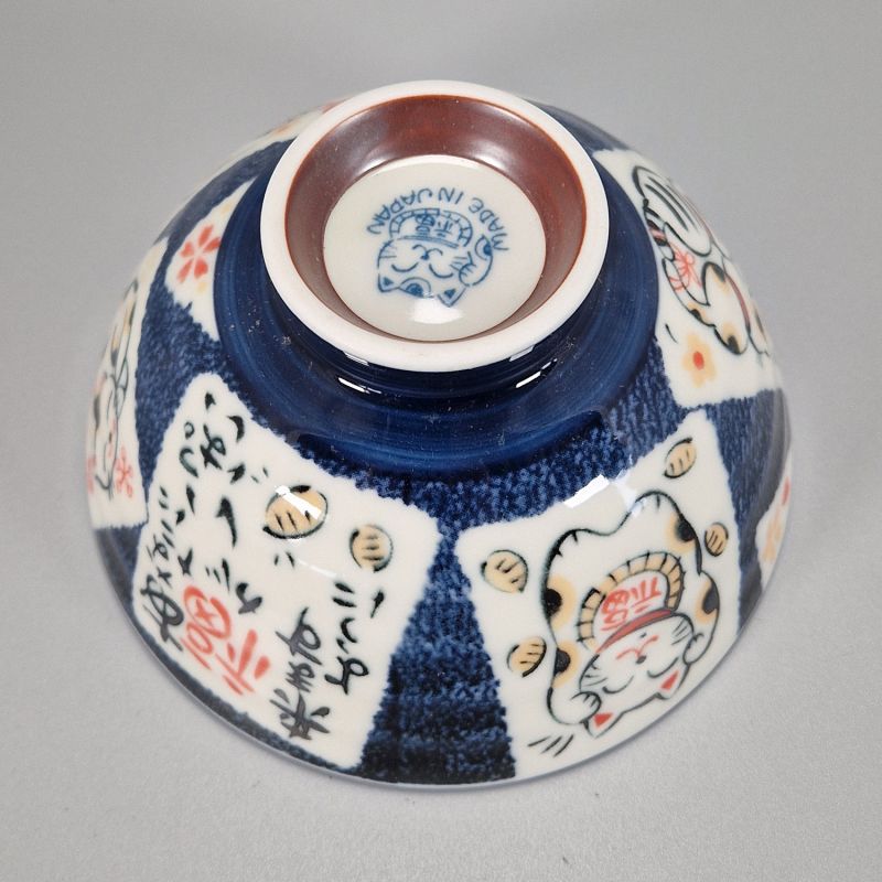 Cuenco de arroz de cerámica japonés, MANEKINEKO, gato