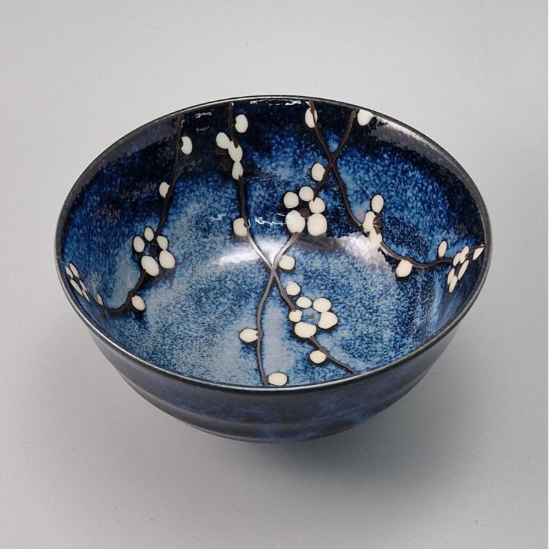Petit bol japonais en céramique bleu motif fleurs - SOSHUN HANA BLUE - 15.7 cm