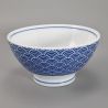 Japanese blue ceramic rice bowl, SEIGAIHA waves Ø11,5cm