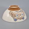 Cuenco de arroz de cerámica japonés, KOHIKI MIKE KERYÔ, gato
