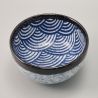 ciotola di zuppa giapponese in ceramica, SEIGAIHA, motivi blu
