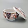 'Ciotola di riso in ceramica giapponese, KINSAI NISHIKI KUSABANA, fiori d''oro'