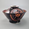 Japanese bowl with lid - FUTATSUKI - black and red