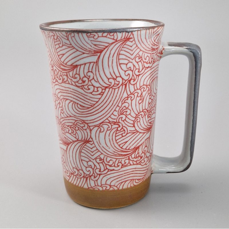 Grand mug japonais à thé en céramique - Aranami Rouge