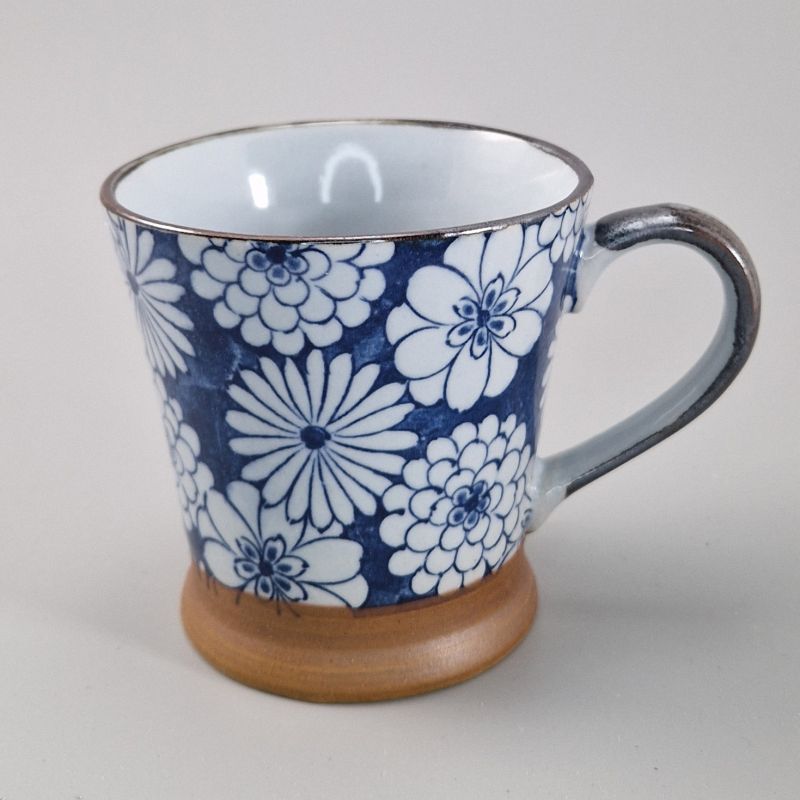 Taza de cerámica japonesa con asa, Azul Hanazome