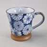 Japanischer Keramikbecher mit Henkel, Hanazome Blue