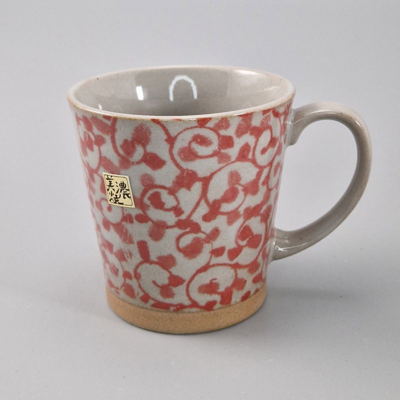 Japanese red ceramic mug - AKA KARAKUSA