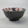japanese black ramen bowl in ceramic, SAKURA, flowers