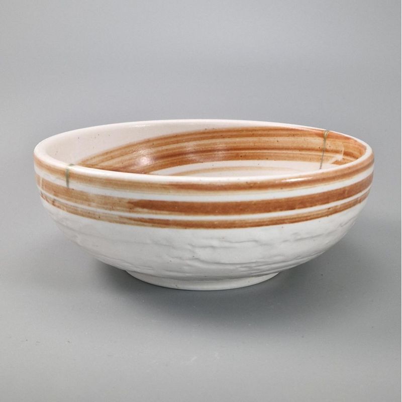bol évasé japonais en céramique Ø17x6,2cm HISUI, blanc et orange