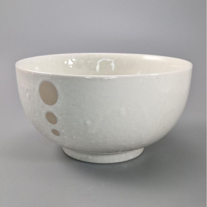 Bol donburi japonais en céramique blanc points beige - POINTO - 16cm