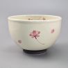 Bol japonais donburi en céramique beige et fleur rose - SAKURA - 13cm