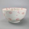 Bol japonais donburi en céramique blanc motif fleurs de cerisier rose - SAKURA - 16.5cm