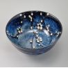 Cuenco japonés pequeño de cerámica azul con estampado de flores - SOSHUN HANA BLUE - 17 cm