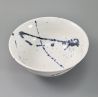 Bol à soupe japonais en céramique blanc et traits de pinceaux bleus - AOI SUPURASSHU - 15.5cm