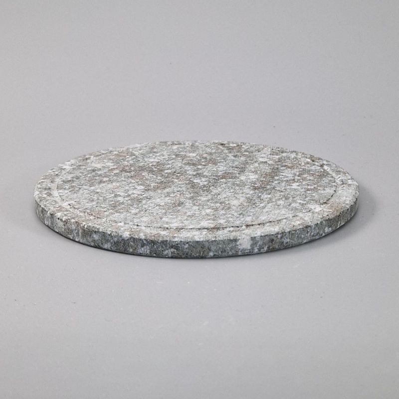 Piatto giapponese rotondo in pietra grigia - ISHI