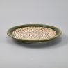 Kleine japanische Platte aus grün und beige emaillierter Keramik - GUNRINKARAKUSA