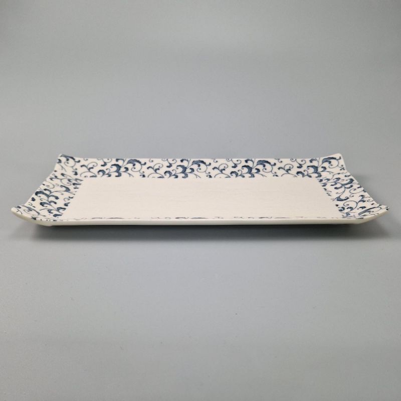 Piatto rettangolare in ceramica bianca e blu - SHIZEN NO PATAN