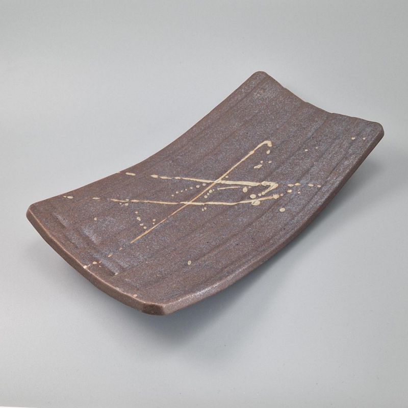 Plato rectangular de cerámica marrón - RANDAMUSUPURASSHU