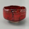 Bol en céramique pour cérémonie du thé, rouge et noir, reflet argenté - RANDAMU