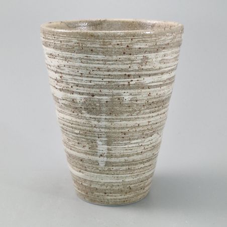 grande tasse japonaise lignes en céramique KAZENOMAI beige