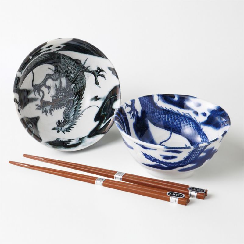 Conjunto de 2 cuencos japoneses de cerámica - AO TO KURO RYU