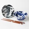 Set of 2 Japanese ceramic bowls - AO TO KURO RYU