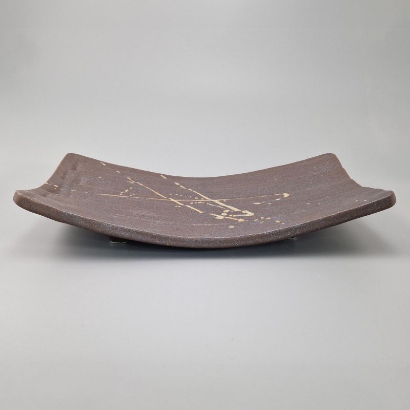Assiette rectangulaire en céramique marron - RANDAMUSUPURASSHU