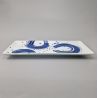 Japanese sushi plate, BURASHI, blue and white