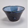 Japanische Keramik-Teetasse, blau-schwarzer Perleffekt, braun - Burūpāru kōka