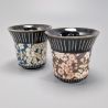 Set di 2 tazze in ceramica giapponese nera - HANA PATTA
