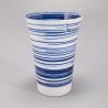 Mazagran in ceramica giapponese, blu e bianco, linee di pennello - MIGAKIMASU
