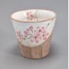 Tasse à thé japonaise en céramique évasée, beige et marron - SAKURA