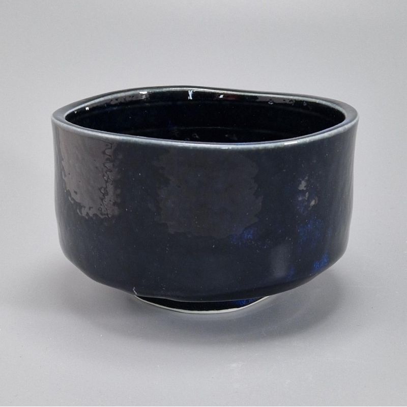Bol en céramique pour cérémonie du thé bleu foncé, SEIJUN