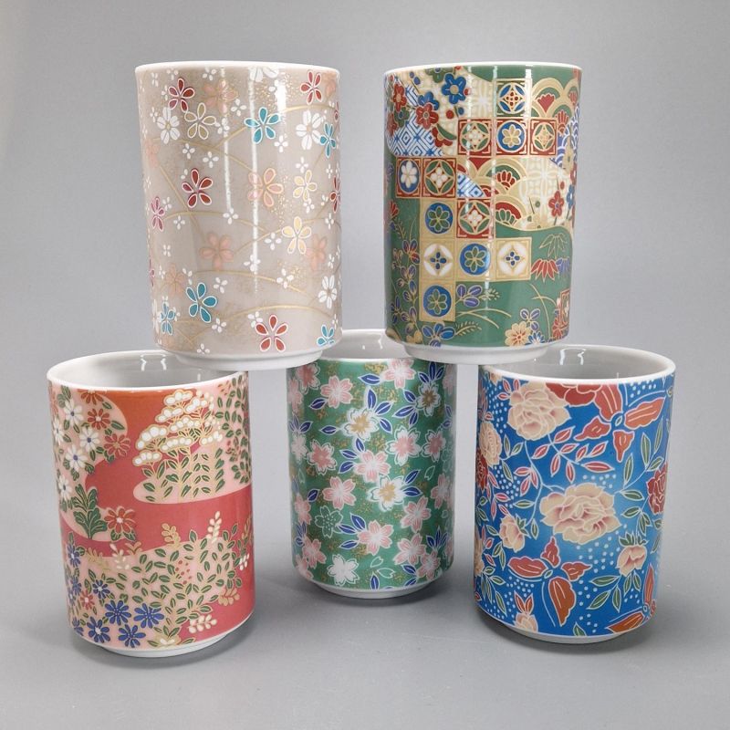 Set di 5 tazze da tè in ceramica giapponese - KYO YUZEN YUGO