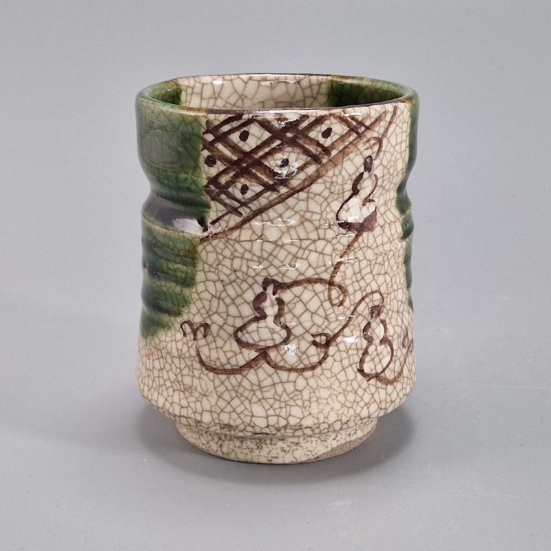 Taza de té de cerámica Raku marrón japonés patrón ORIBE