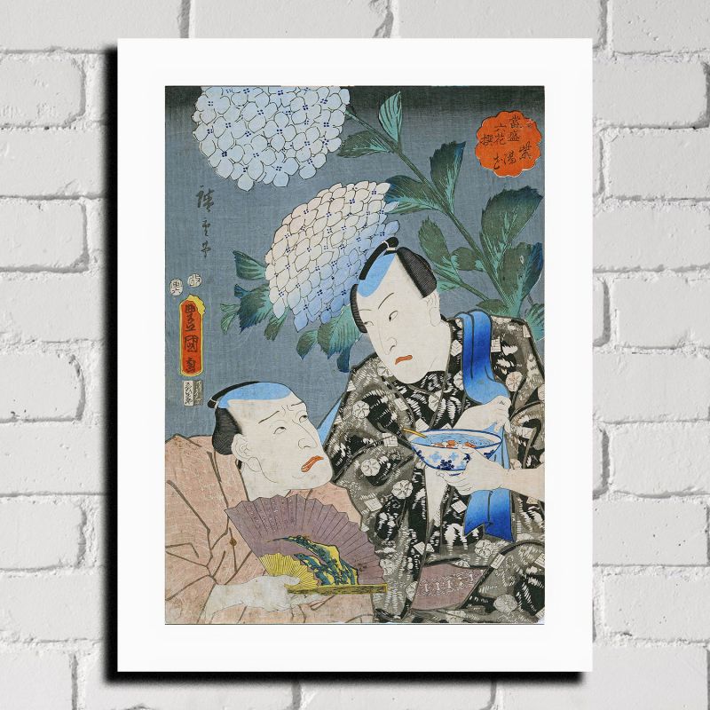 Japanese print, Hydrangea, KUNISADA