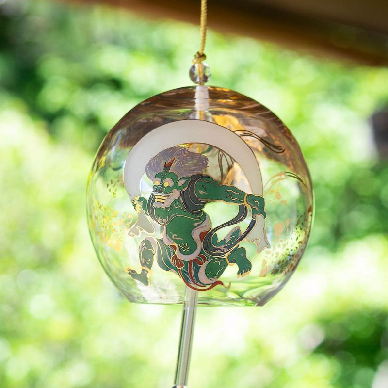 Cloche à vent japonaise en verre, FÛRIN, FUJIN RAIJIN