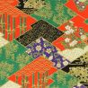 grande foglio di carta giapponese, YUZEN WASHI, rosso, Namono-Saki con corteccia di pino stropicciata e castagne d'acqua