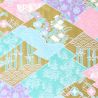 Grande foglio di carta giapponese, YUZEN WASHI, oro, Namono-Saki con corteccia di pino stropicciata e castagne d'acqua