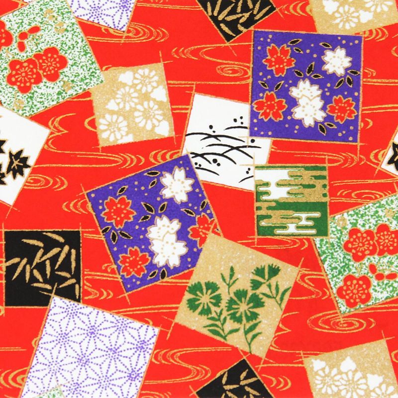 grande foglio di carta giapponese, YUZEN WASHI, rosso, Shikishi sull'acqua corrente