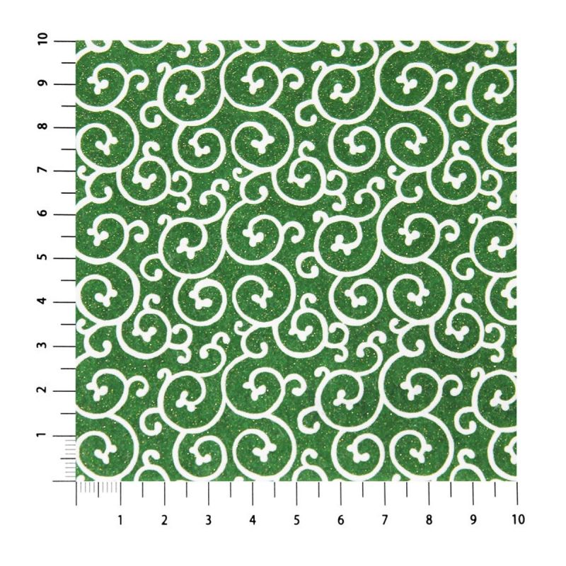 grande feuille papier japonais, YUZEN WASHI, vert, motif Arabesque 