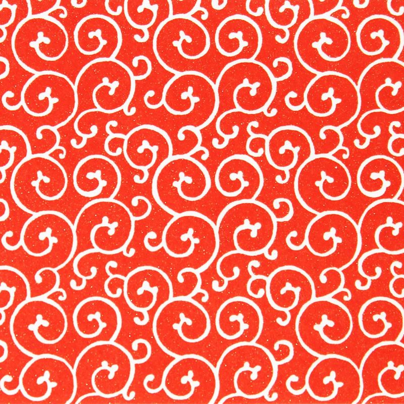 grande foglio di carta giapponese, YUZEN WASHI, rosso, motivo Arabesque