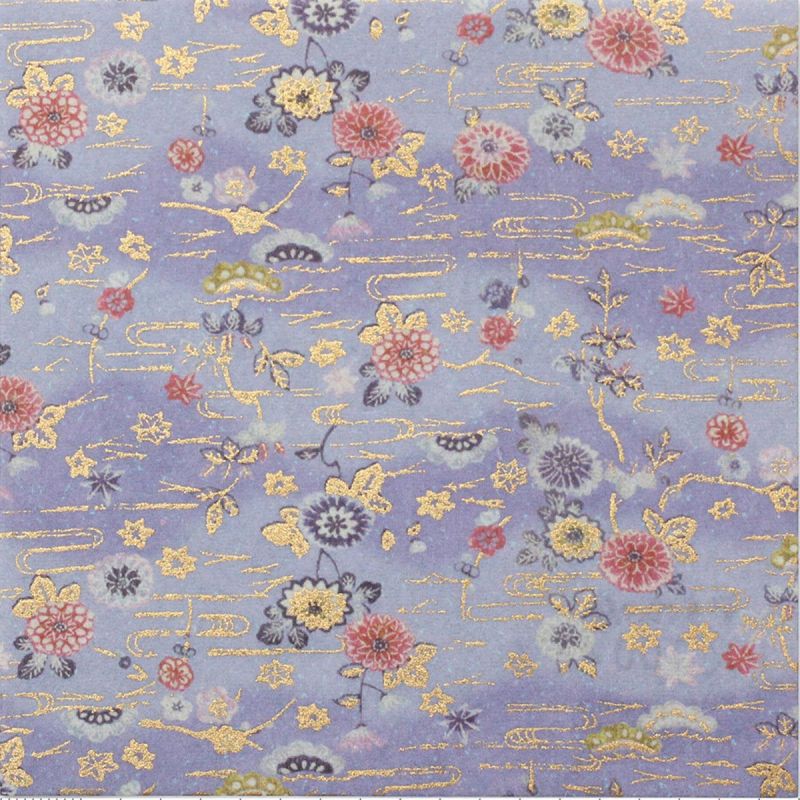 Japanese paper sheet, YUZEN WASHI, purple, Hana Matsu