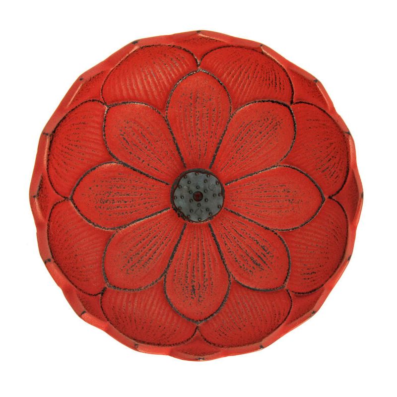 Brûle-encens japonais en fonte rouge, IWACHU LOTUS, fleure de lotus